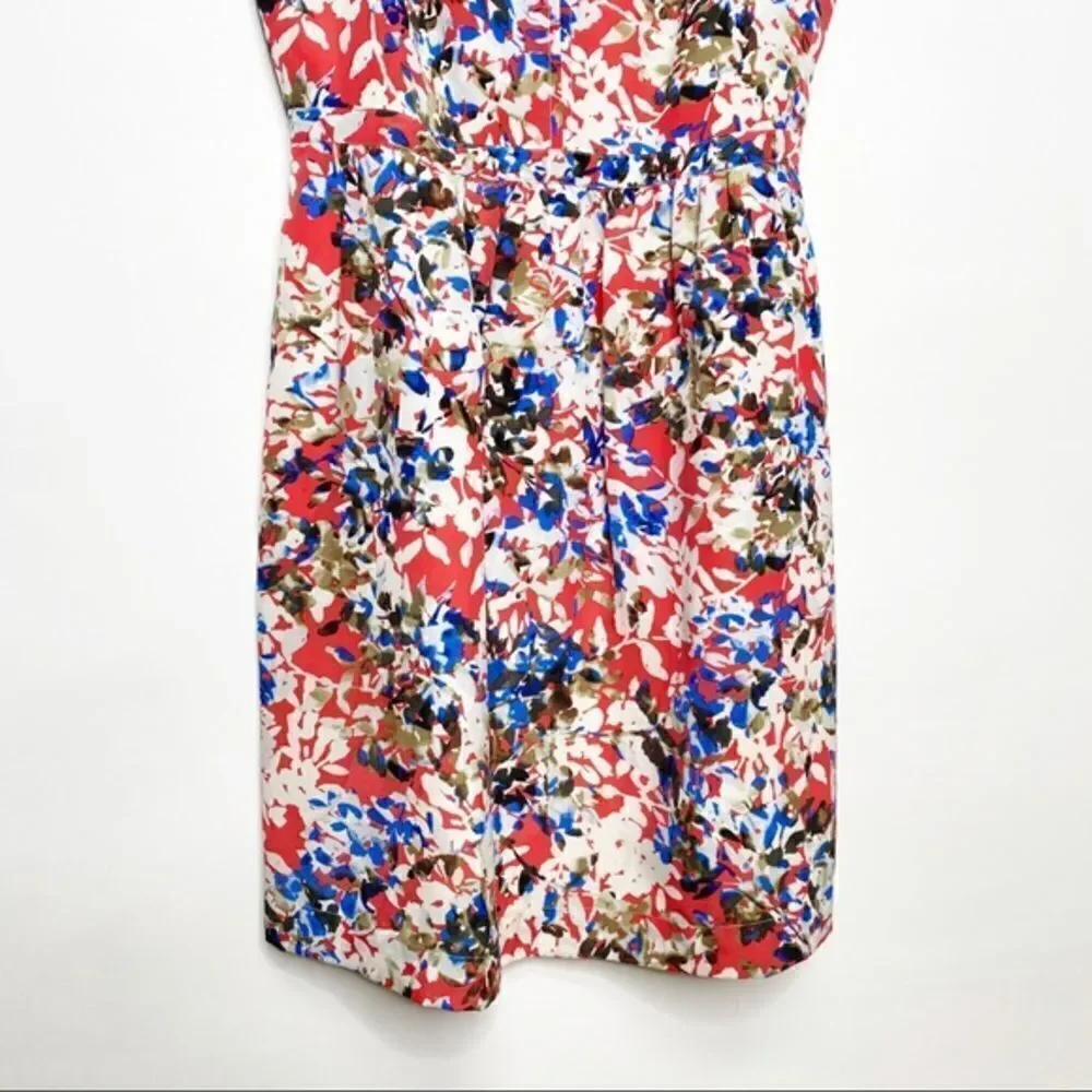J. Crew Printed Seaside Cami Dress Blue Red Floral Size 4